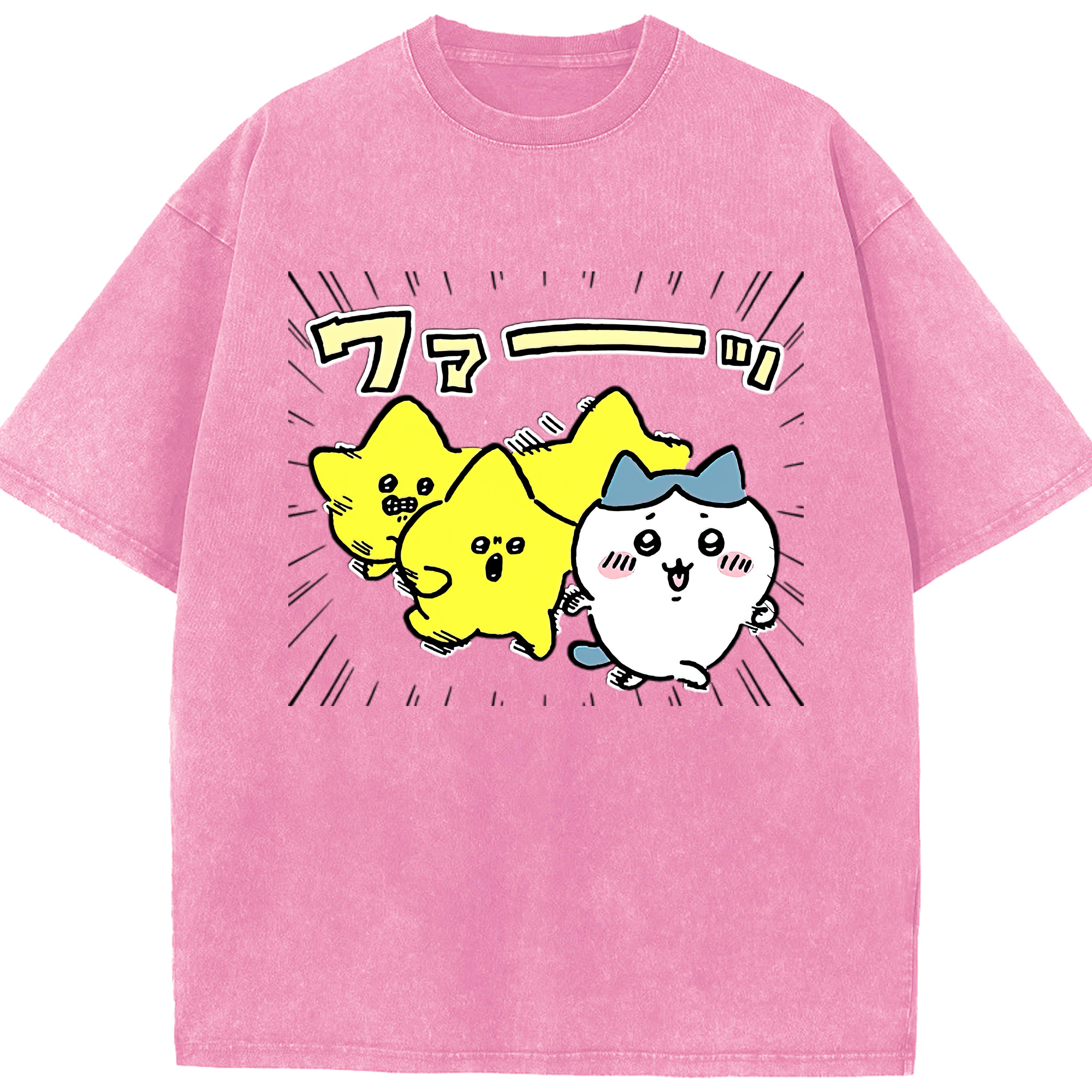 （画像用） ちいかわ 流れ星 Chii-kawa Shooting star 綿100% ヴィンテージ風 半袖Tシャツ（フロントプリント）